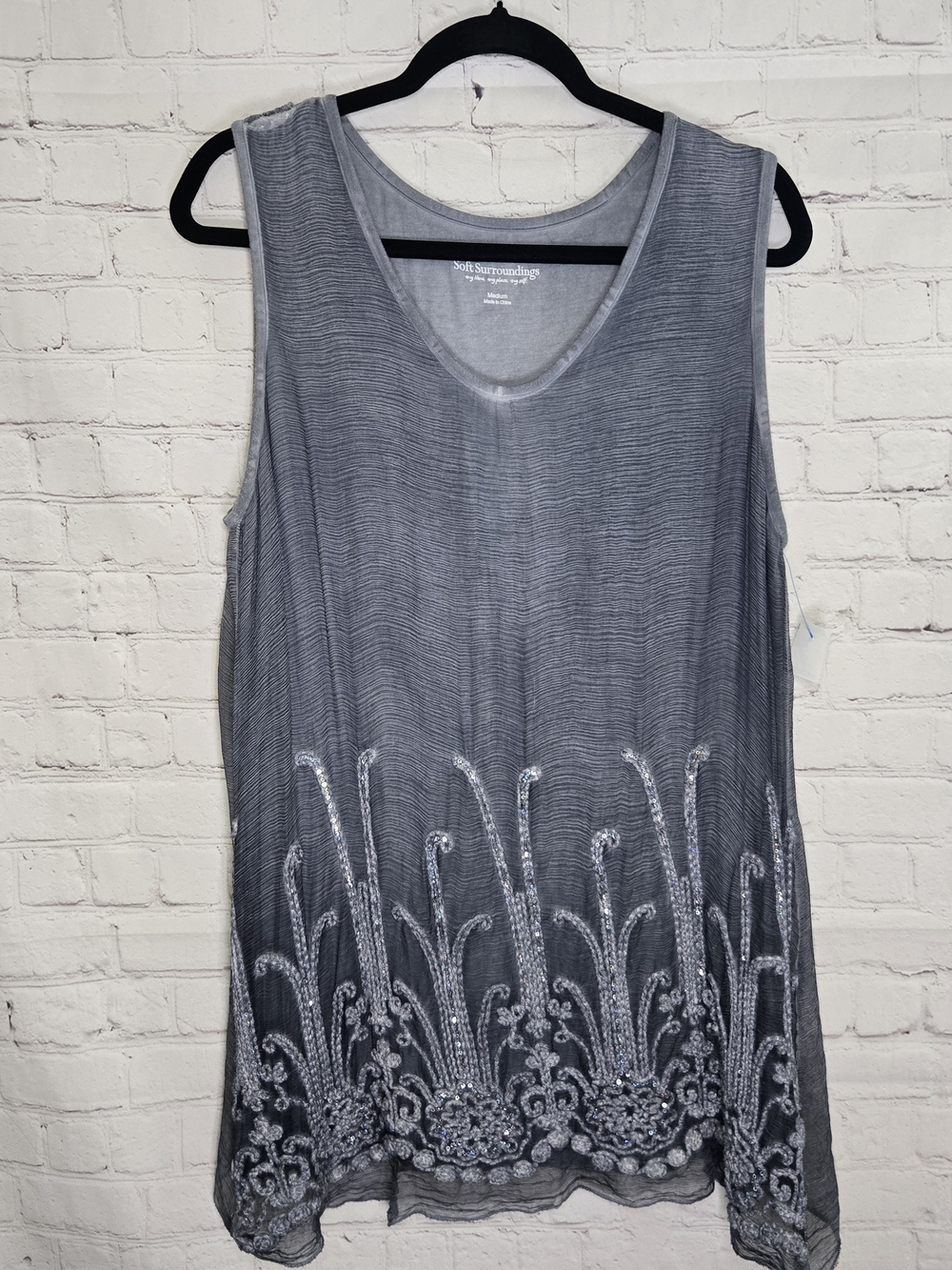Soft Surroundings Silk Sequin Gauze Tunic Size M Romantic Fairy Grunge Boho Flaw